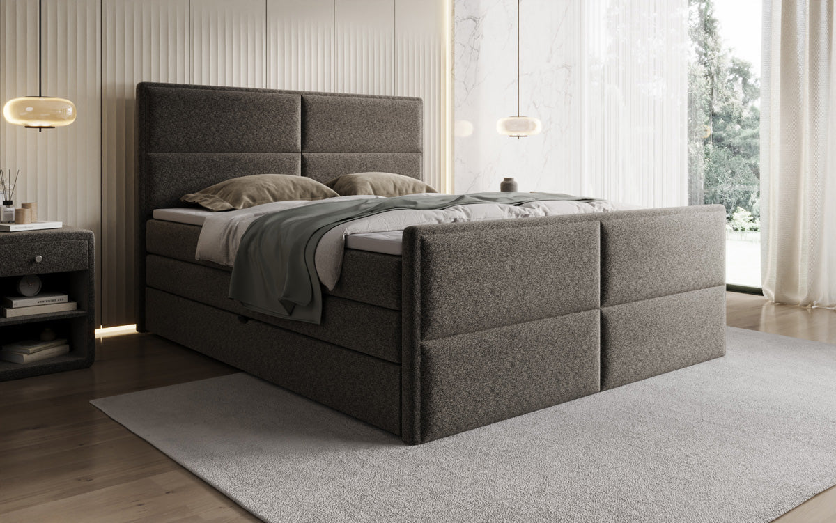 Luxusbetten24 Viola Boxspringbett Strukturstoff mit Stauraum