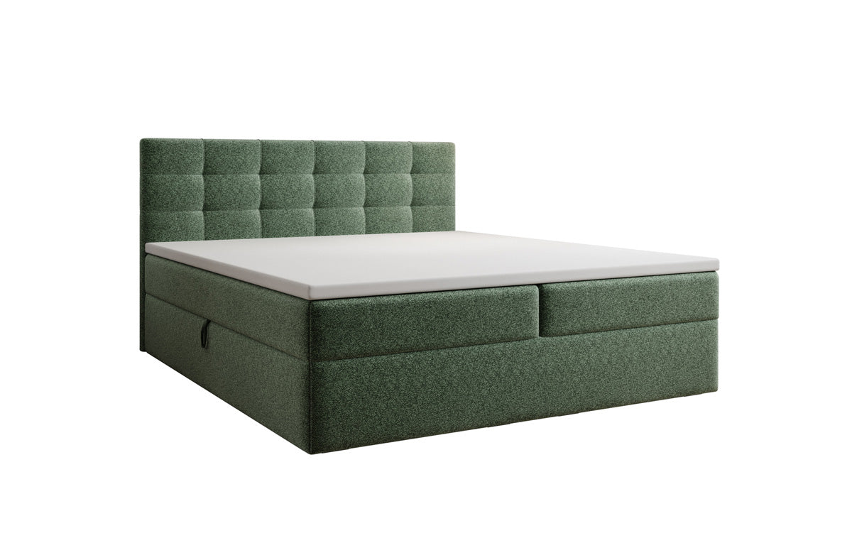 Luxusbetten24 Boxspringbett Strukturstoff mit Stauraum, verschiedene Größen und Farben