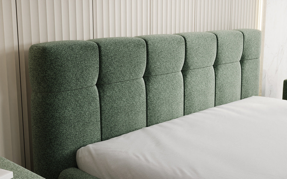 Luxusbetten24 Helena Polsterbett Strukturstoff mit Stauraum für Schlafzimmer