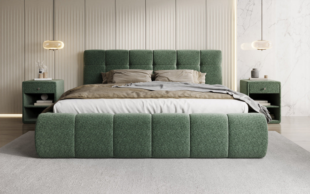Luxusbetten24 Helena Polsterbett Strukturstoff mit Stauraum für Schlafzimmer