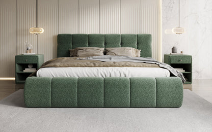 Luxusbetten24 Helena Polsterbett Strukturstoff mit Stauraum für Schlafzimmer