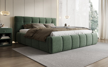 Luxusbetten24 Helena Polsterbett Strukturstoff mit Stauraum für Schlafzimmer