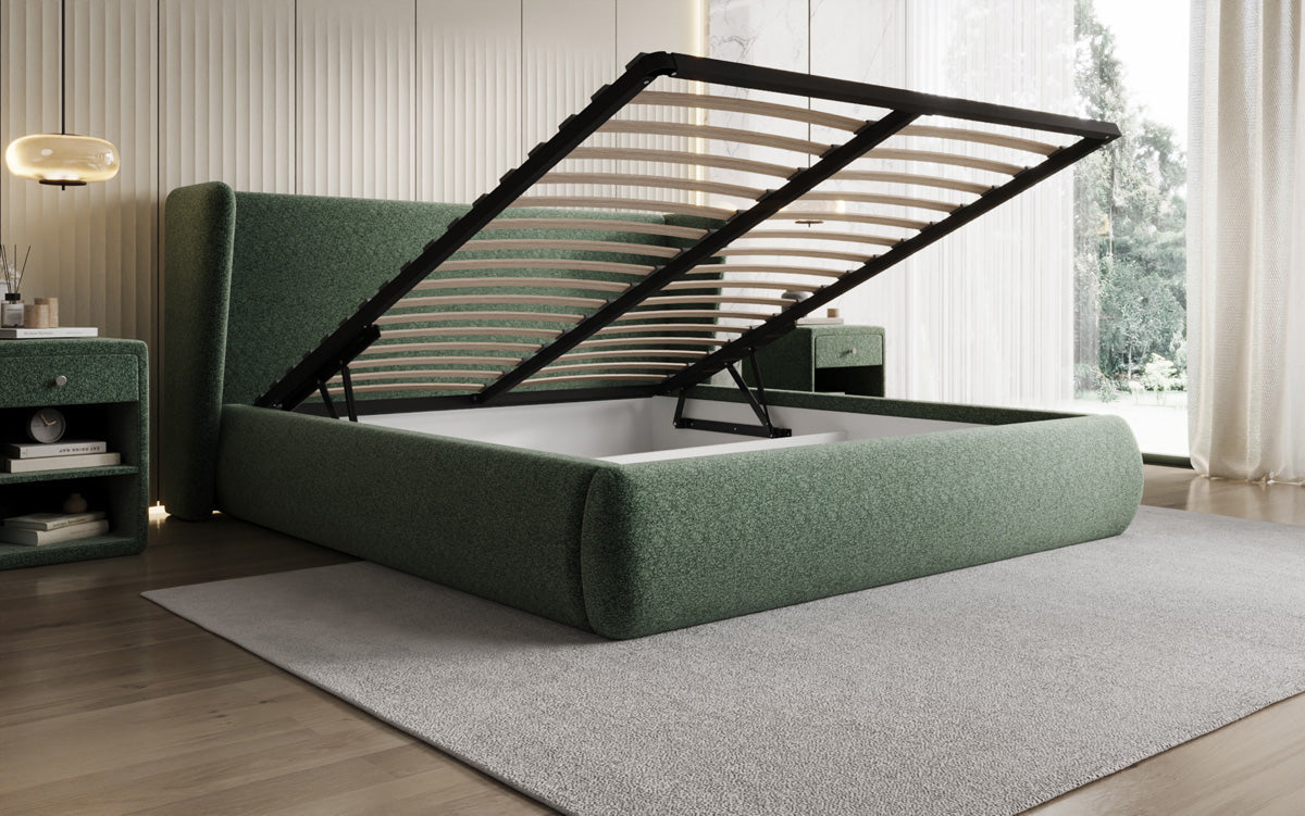 Designer Luxusbetten24 Rosalie Polsterbett aus Samt mit Stauraum