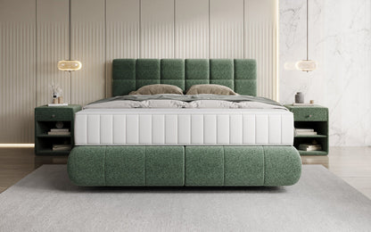 Luxusbetten24 Nala Boxspringbett aus Strukturstoff mit Schwebeoptik Komfort