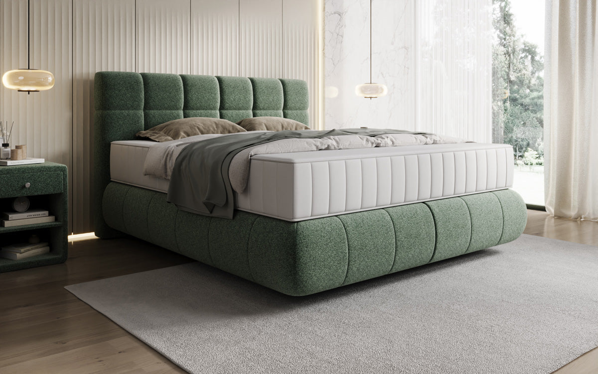 Luxusbetten24 Nala Boxspringbett aus Strukturstoff mit Schwebeoptik Komfort