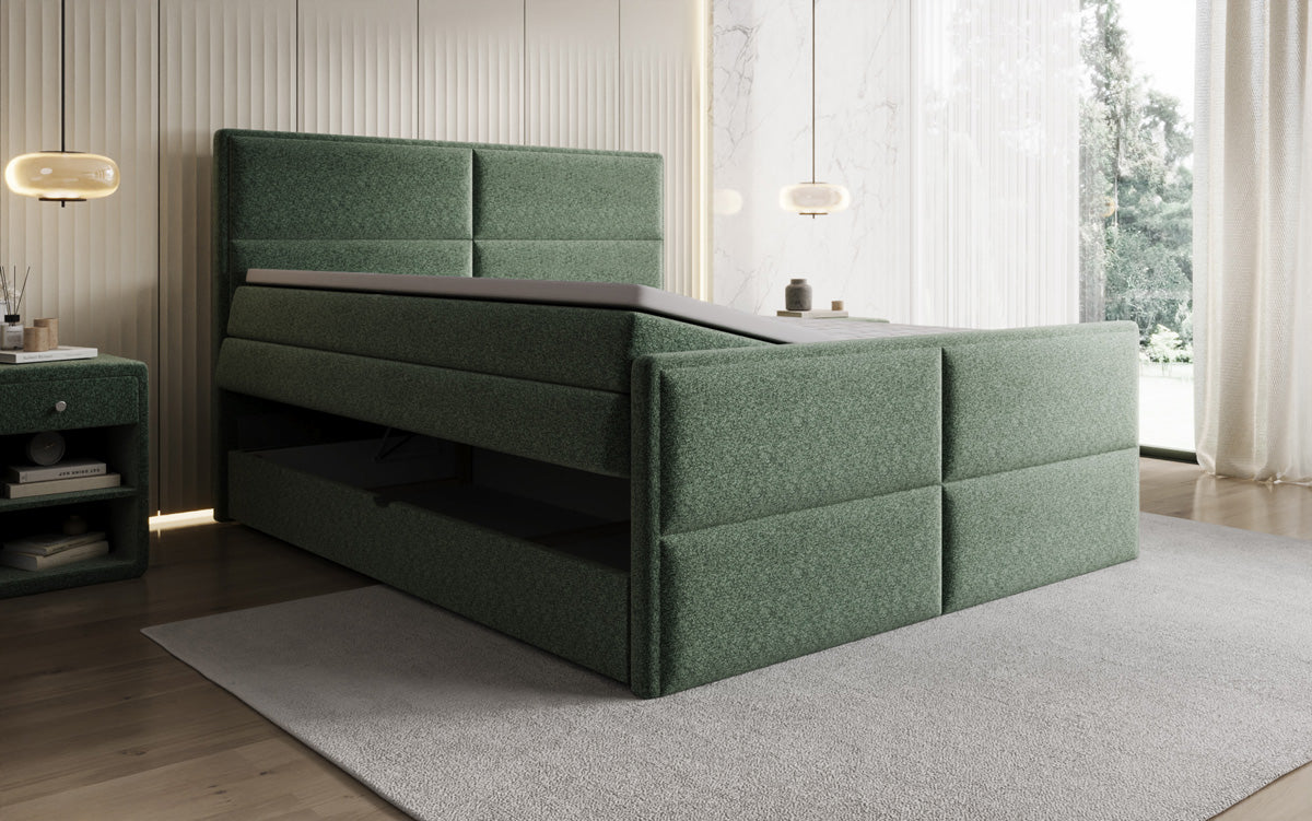 Luxusbetten24 Viola Boxspringbett Strukturstoff mit Stauraum