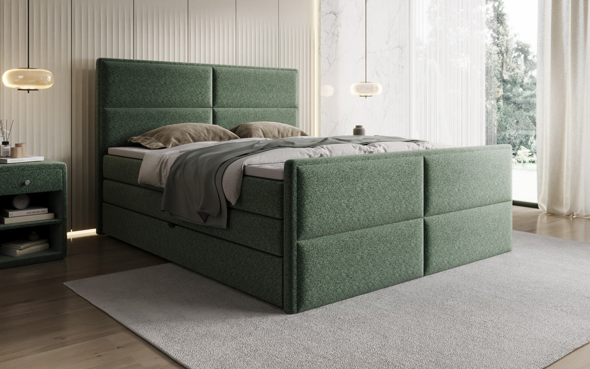 Luxusbetten24 Viola Boxspringbett Strukturstoff mit Stauraum