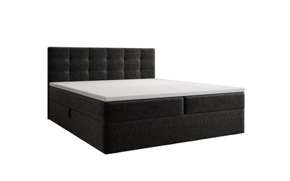 Luxusbetten24 Boxspringbett Strukturstoff mit Stauraum, verschiedene Größen und Farben