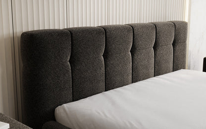 Luxusbetten24 Helena Polsterbett Strukturstoff mit Stauraum für Schlafzimmer