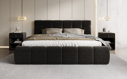 Luxusbetten24 Helena Polsterbett Strukturstoff mit Stauraum für Schlafzimmer