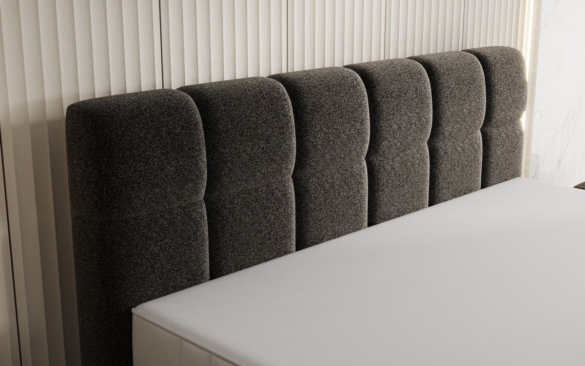 Luxusbetten24 Nala Boxspringbett aus Strukturstoff mit Schwebeoptik Komfort