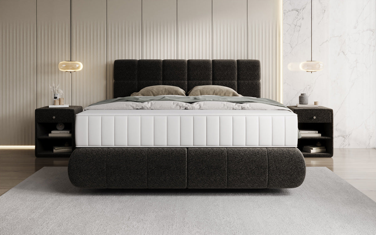 Luxusbetten24 Nala Boxspringbett aus Strukturstoff mit Schwebeoptik Komfort