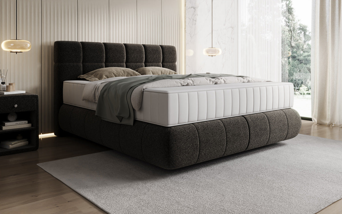 Luxusbetten24 Nala Boxspringbett aus Strukturstoff mit Schwebeoptik Komfort