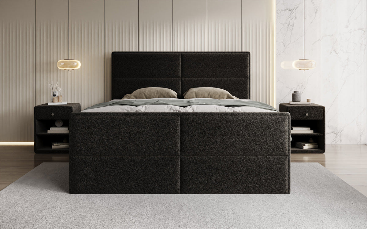 Luxusbetten24 Viola Boxspringbett Strukturstoff mit Stauraum