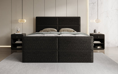 Luxusbetten24 Viola Boxspringbett Strukturstoff mit Stauraum