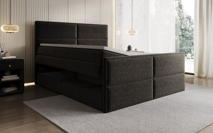 Luxusbetten24 Viola Boxspringbett Strukturstoff mit Stauraum