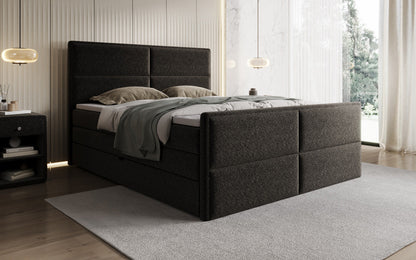 Luxusbetten24 Viola Boxspringbett Strukturstoff mit Stauraum