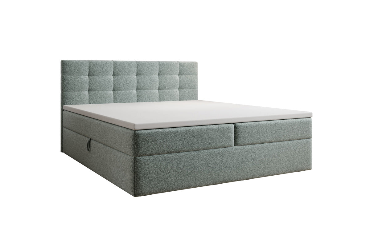 Luxusbetten24 Boxspringbett Strukturstoff mit Stauraum, verschiedene Größen und Farben