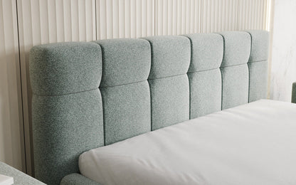 Luxusbetten24 Helena Polsterbett Strukturstoff mit Stauraum für Schlafzimmer