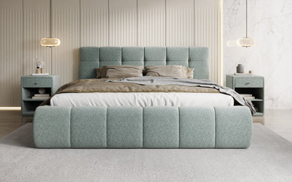 Designer Polsterbett Helena in Strukturstoff mit Stauraum