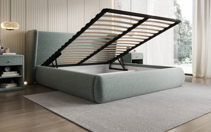 Designer Luxusbetten24 Rosalie Polsterbett aus Samt mit Stauraum