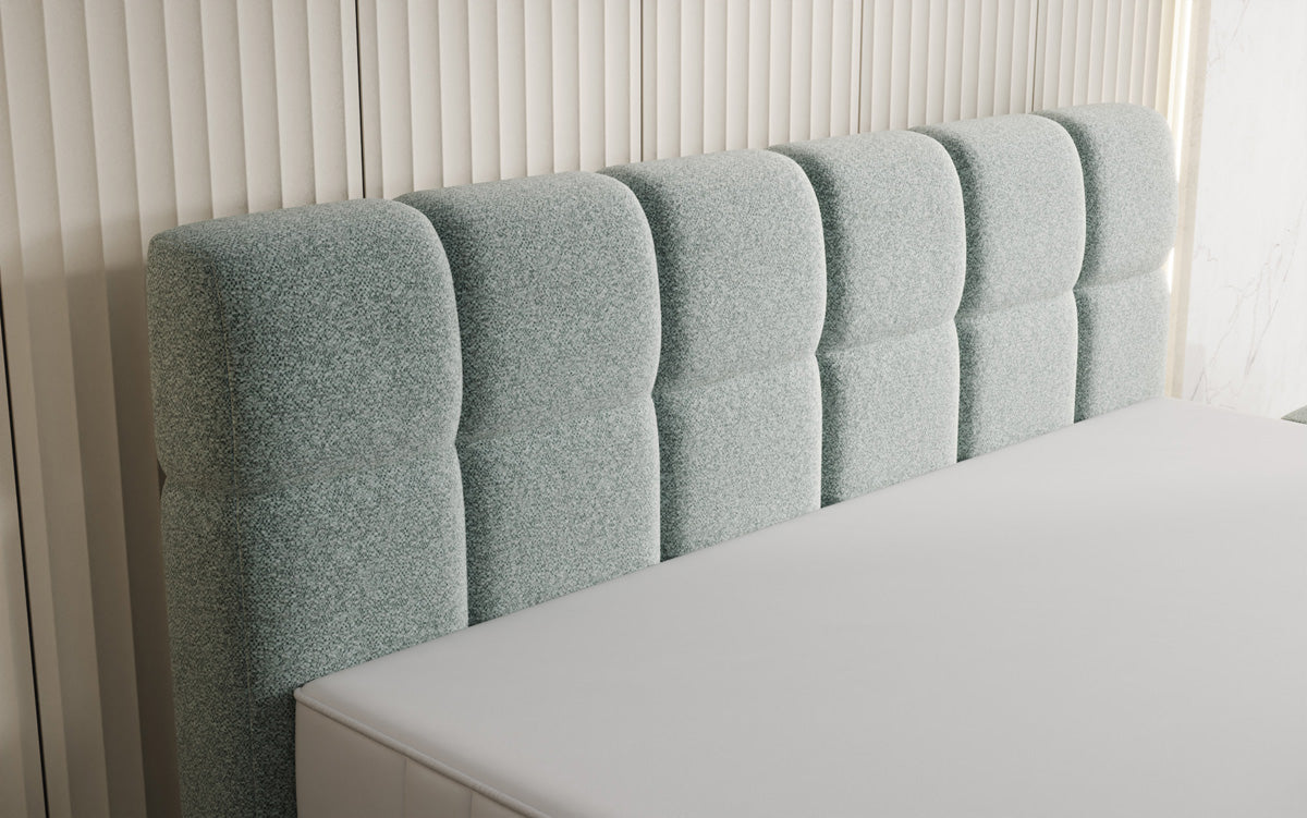 Luxusbetten24 Nala Boxspringbett aus Strukturstoff mit Schwebeoptik Komfort
