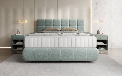 Luxusbetten24 Nala Boxspringbett aus Strukturstoff mit Schwebeoptik Komfort