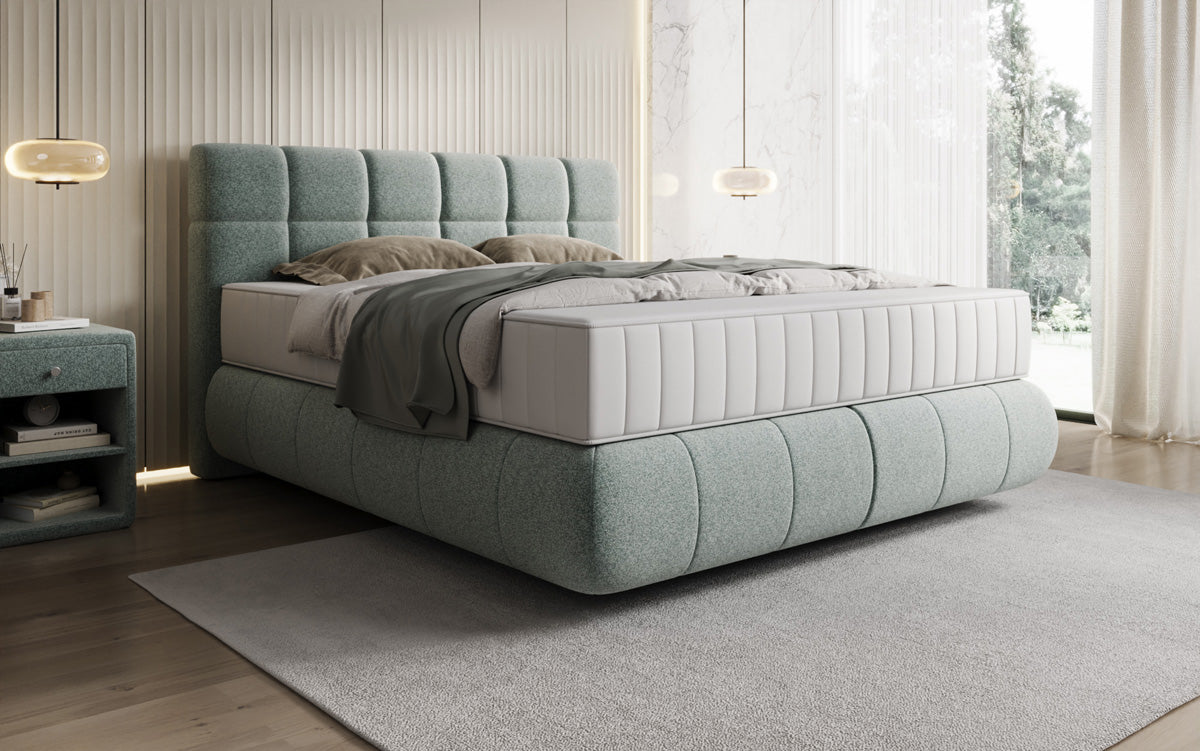 Luxusbetten24 Nala Boxspringbett aus Strukturstoff mit Schwebeoptik Komfort