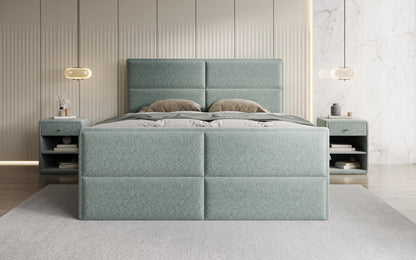 Luxusbetten24 Viola Boxspringbett Strukturstoff mit Stauraum