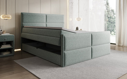 Luxusbetten24 Viola Boxspringbett Strukturstoff mit Stauraum