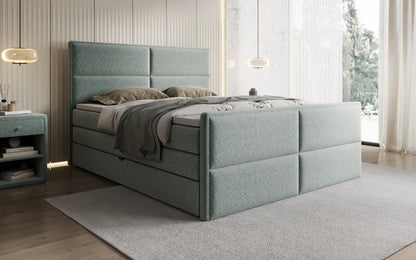 Luxusbetten24 Viola Boxspringbett Strukturstoff mit Stauraum