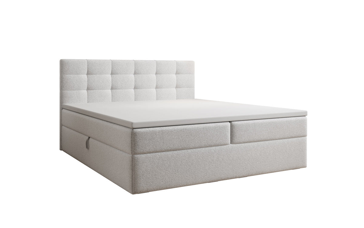 Luxusbetten24 Boxspringbett Strukturstoff mit Stauraum, verschiedene Größen und Farben