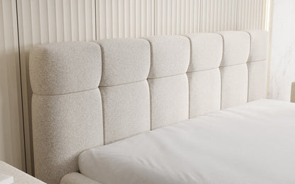 Luxusbetten24 Helena Polsterbett Strukturstoff mit Stauraum für Schlafzimmer