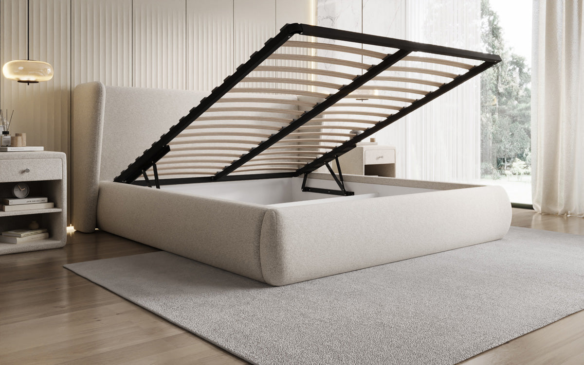 Designer Luxusbetten24 Rosalie Polsterbett aus Samt mit Stauraum