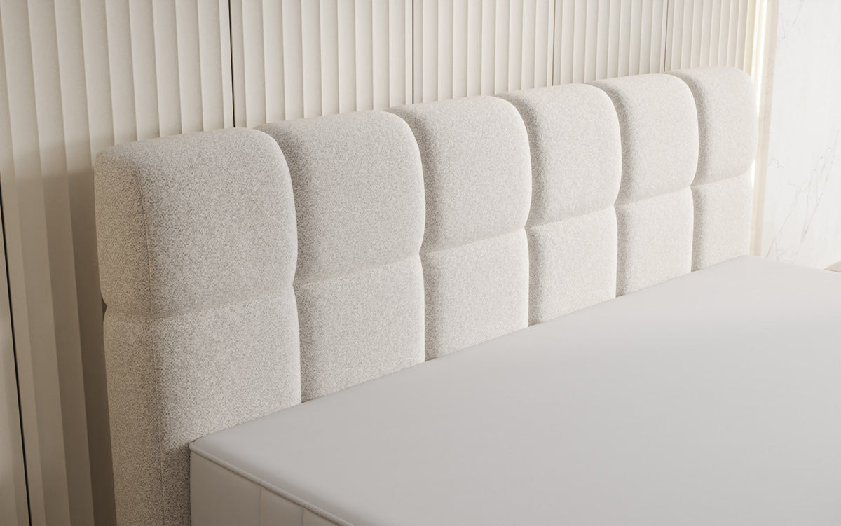 Luxusbetten24 Nala Boxspringbett aus Strukturstoff mit Schwebeoptik Komfort