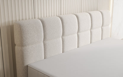 Luxusbetten24 Nala Boxspringbett aus Strukturstoff mit Schwebeoptik Komfort