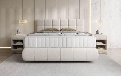 Luxusbetten24 Nala Boxspringbett aus Strukturstoff mit Schwebeoptik Komfort
