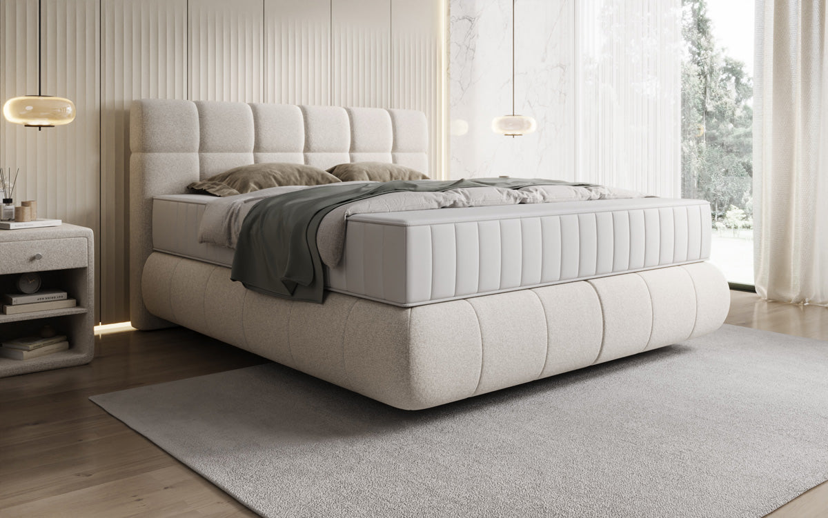 Luxusbetten24 Nala Boxspringbett aus Strukturstoff mit Schwebeoptik Komfort