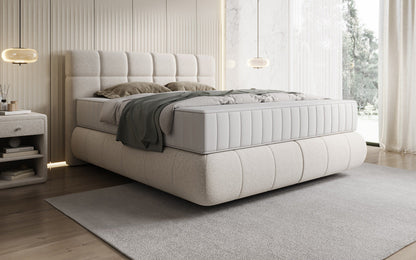 Luxusbetten24 Nala Boxspringbett aus Strukturstoff mit Schwebeoptik Komfort