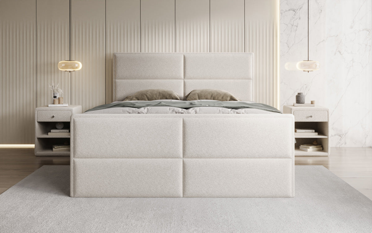 Luxusbetten24 Viola Boxspringbett Strukturstoff mit Stauraum