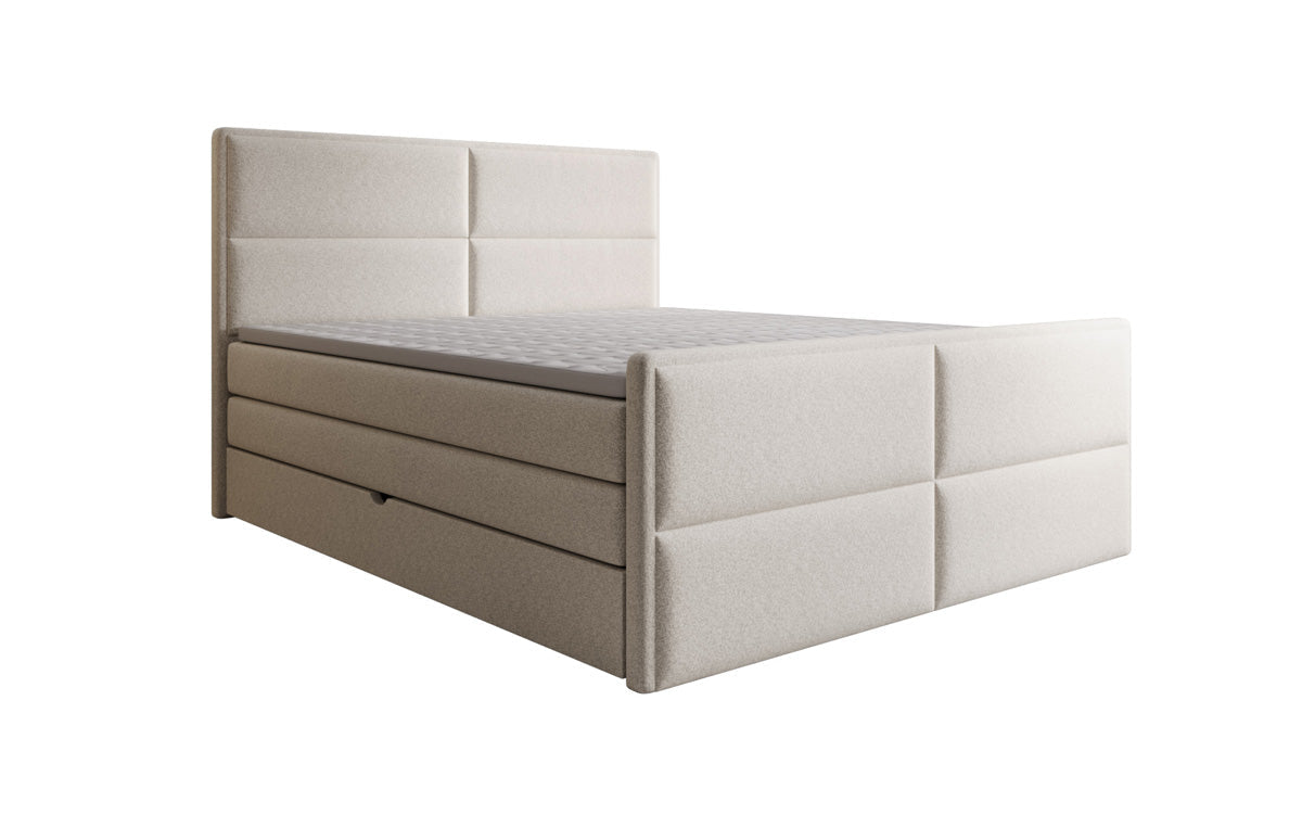 Luxusbetten24 Viola Boxspringbett Strukturstoff mit Stauraum