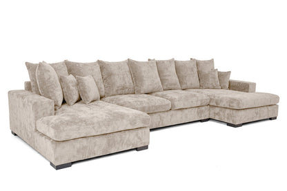 Luxusbetten24 Selena U Designer Sofa mit Schlaffunktion Strukturstoff
