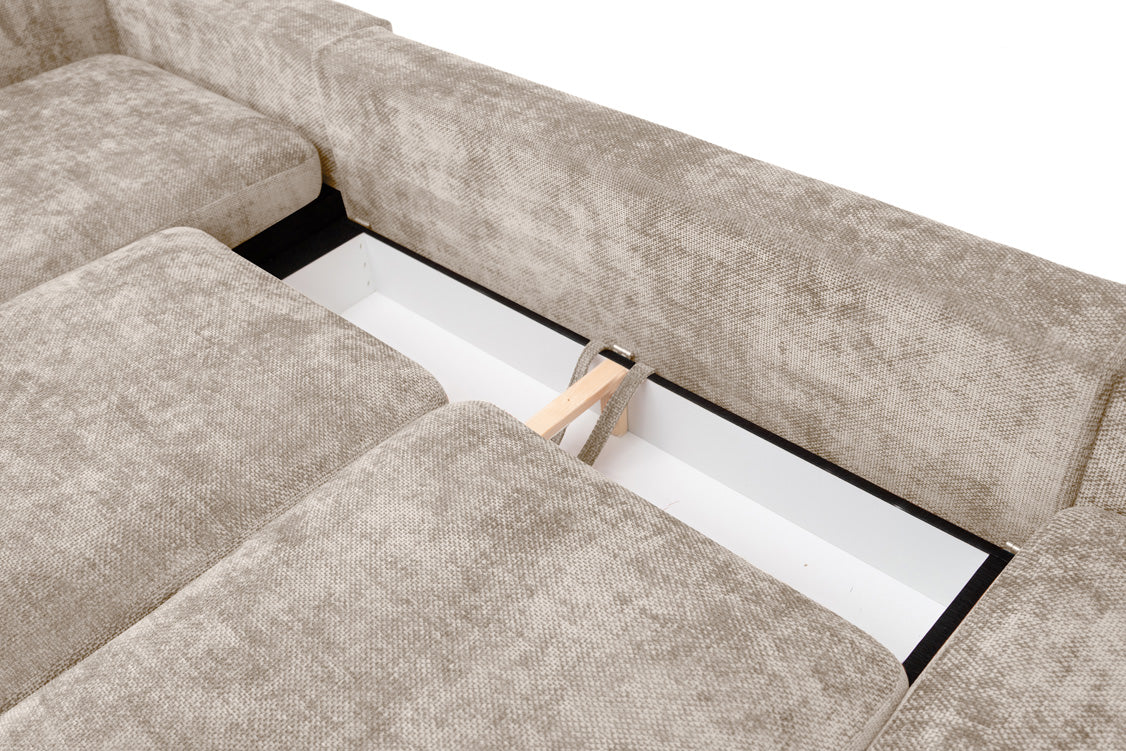 Luxusbetten24 Selena U Designer Sofa mit Schlaffunktion Strukturstoff