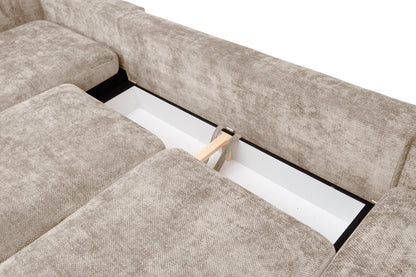 Luxusbetten24 Selena U Designer Sofa mit Schlaffunktion Strukturstoff