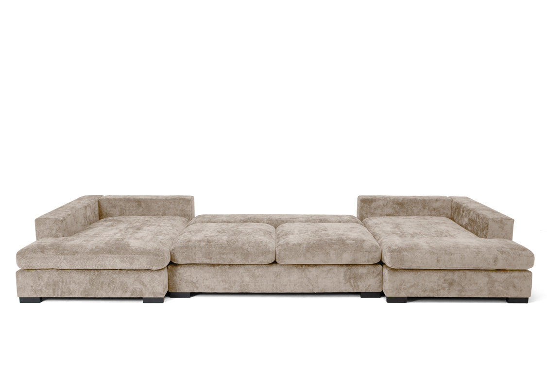 Luxusbetten24 Selena U Designer Sofa mit Schlaffunktion Strukturstoff