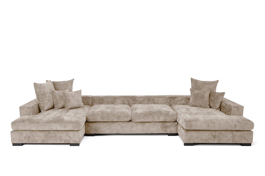 Luxusbetten24 Selena U Designer Sofa mit Schlaffunktion Strukturstoff