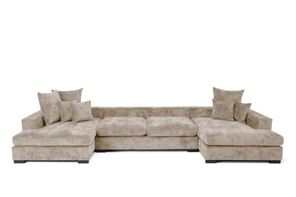 Luxusbetten24 Selena U Designer Sofa mit Schlaffunktion Strukturstoff