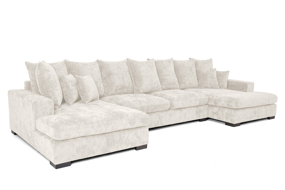 Luxusbetten24 Selena U Designer Sofa mit Schlaffunktion Strukturstoff