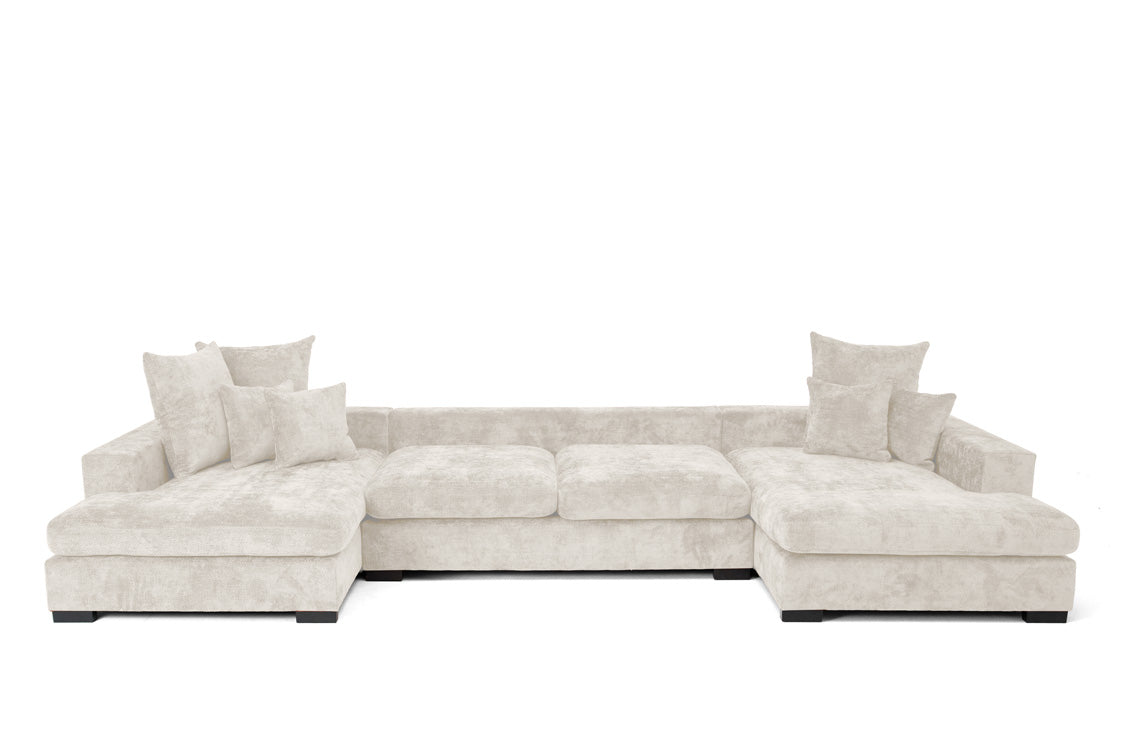 Luxusbetten24 Selena U Designer Sofa mit Schlaffunktion Strukturstoff