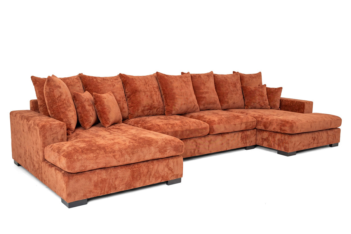 Luxusbetten24 Selena U Designer Sofa mit Schlaffunktion Strukturstoff